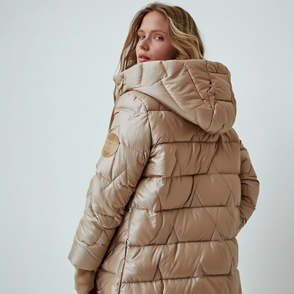 Elegant Puffer Vinterjakke til Kvinder | Polstret Jakke med Hætte og Lynlås