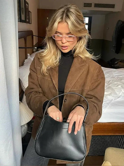 Elegant Damejakke til Efterår | Suede Look | Tidløst Design & Komfortabel Pasform