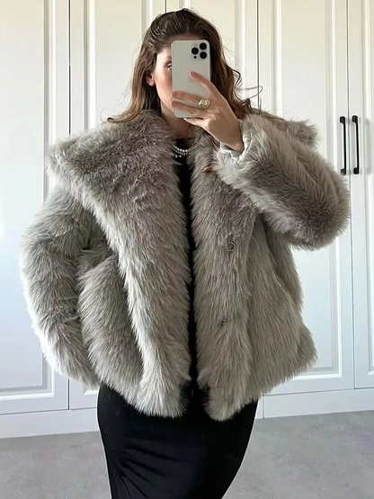 Varm plysjakke til kvinder | Blød faux fur frakke | Elegant vinterjakke