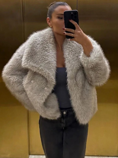 Varm plysjakke til kvinder | Blød faux fur frakke | Elegant vinterjakke